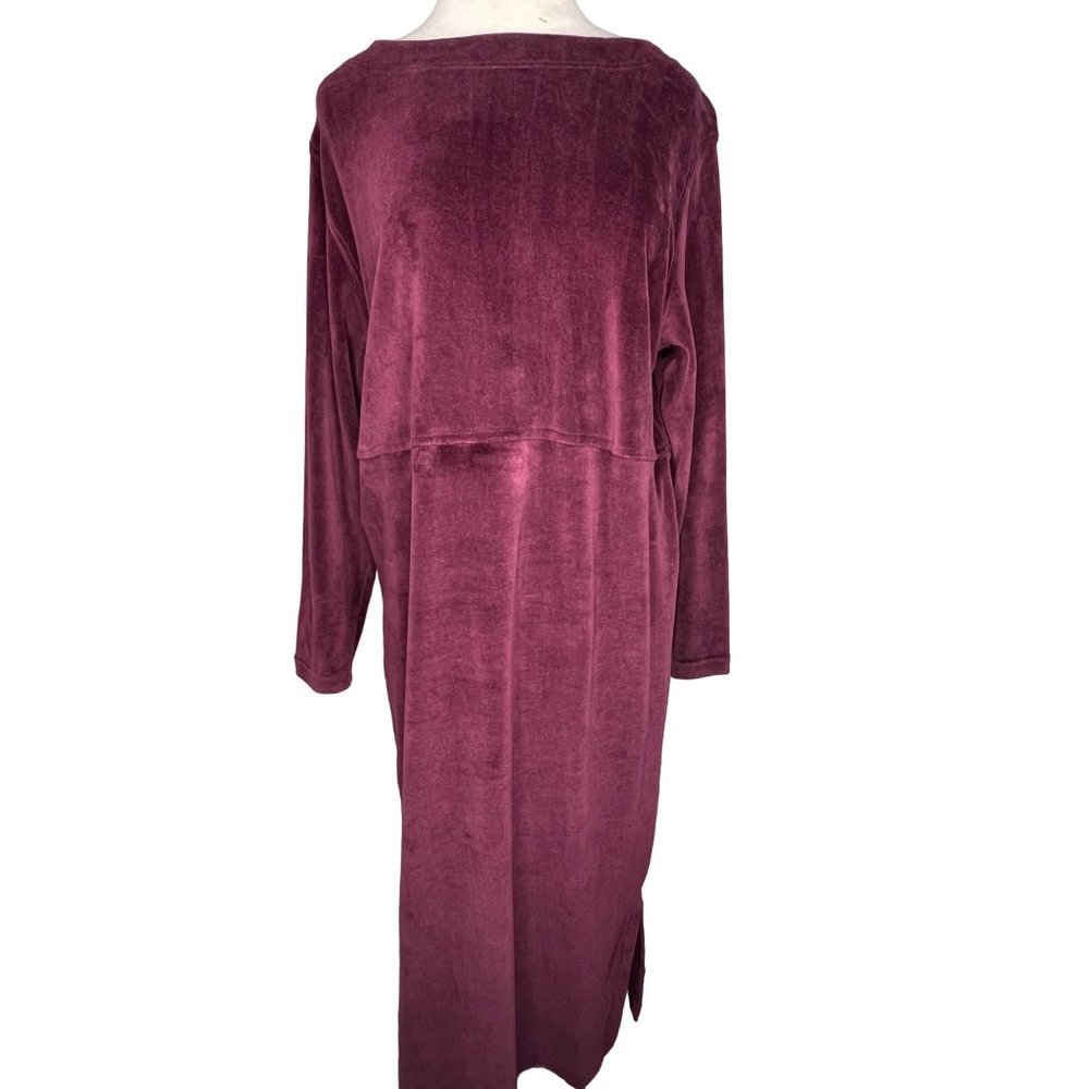 J.G. HOOK Women's Maxi Sheath Dress Size XL Maroon Velvet Round Neck Long Sleeve